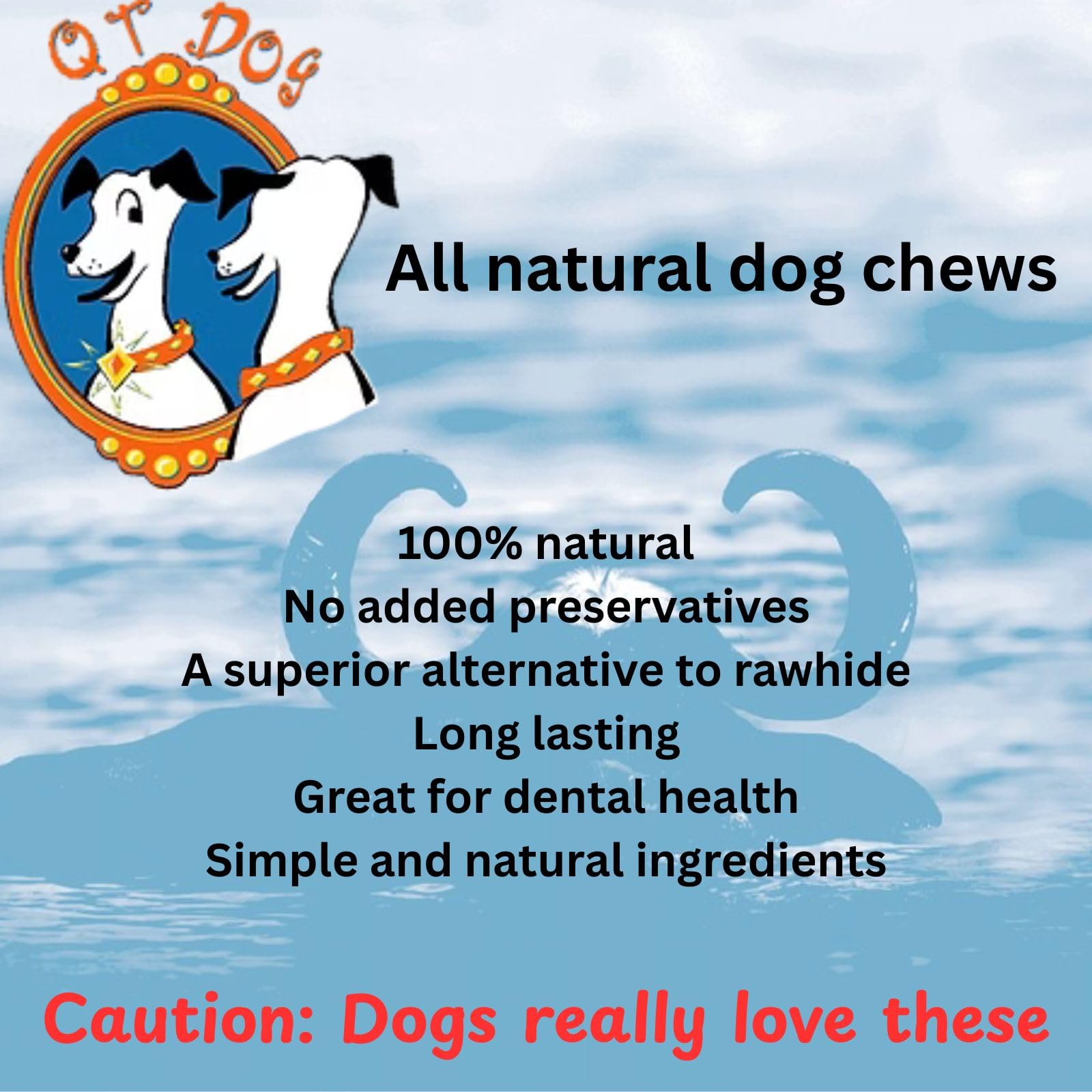 QT Dog Gobi Goat Horns no-mess shot emphasizes stain-free enjoyment from free-range goats