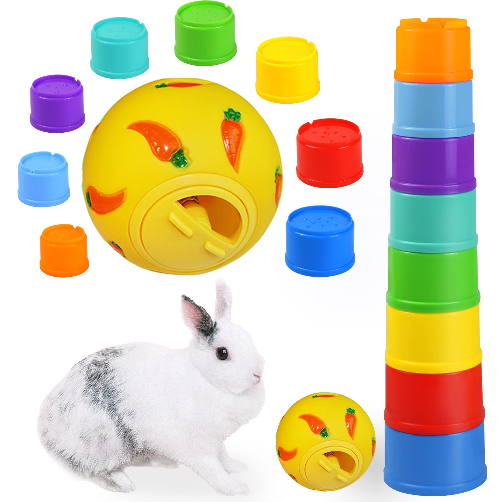 QTYWACYQ rabbit stacking cups in bright colors promote enrichment during play