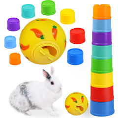 QTYWACYQ rabbit stacking cups in bright colors promote enrichment during play