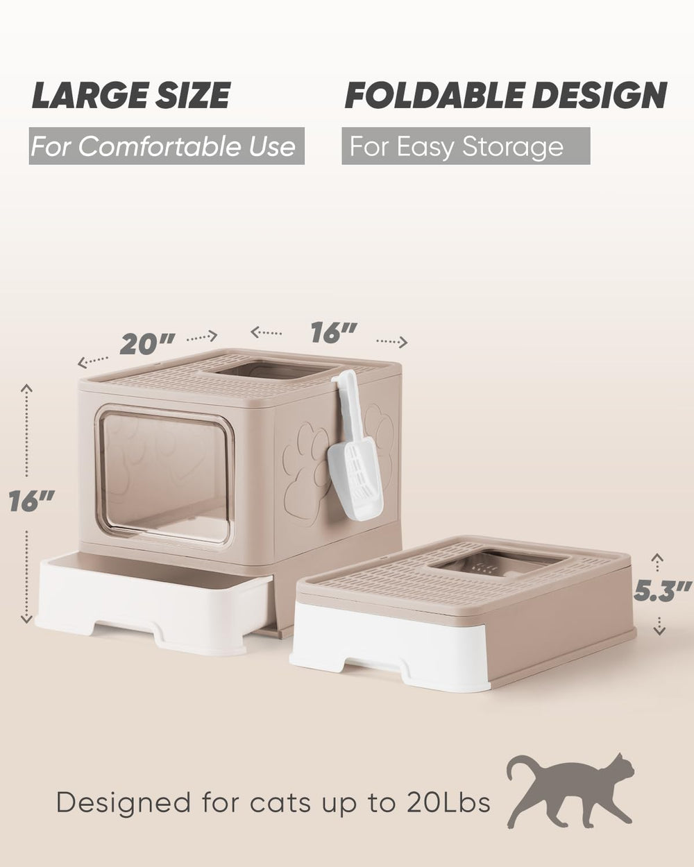 Qualasision enclosed cat litter box coffee perforated lid helps paw-filter litter on exit.