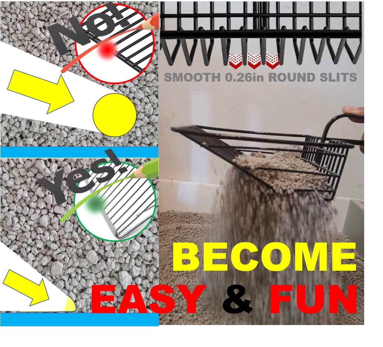 QUALIALL metal cat litter scoop hanging hooks enable space-saving storage.