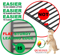 QUALIALL metal cat litter scoop stainless-steel construction signals durability.