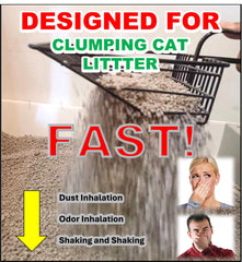 QUALIALL metal cat litter scoop thumb-hole provides comfy grip during cleaning.