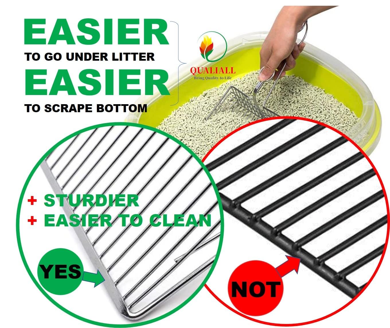 QUALIALL solid stainless-steel sifter with reinforced welds for durability.