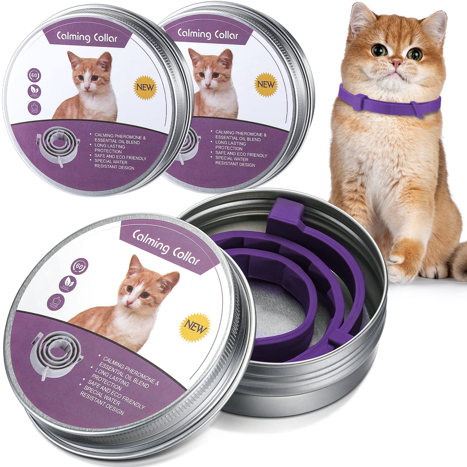 Qualirey calming collar three-pack for cat anxiety relief