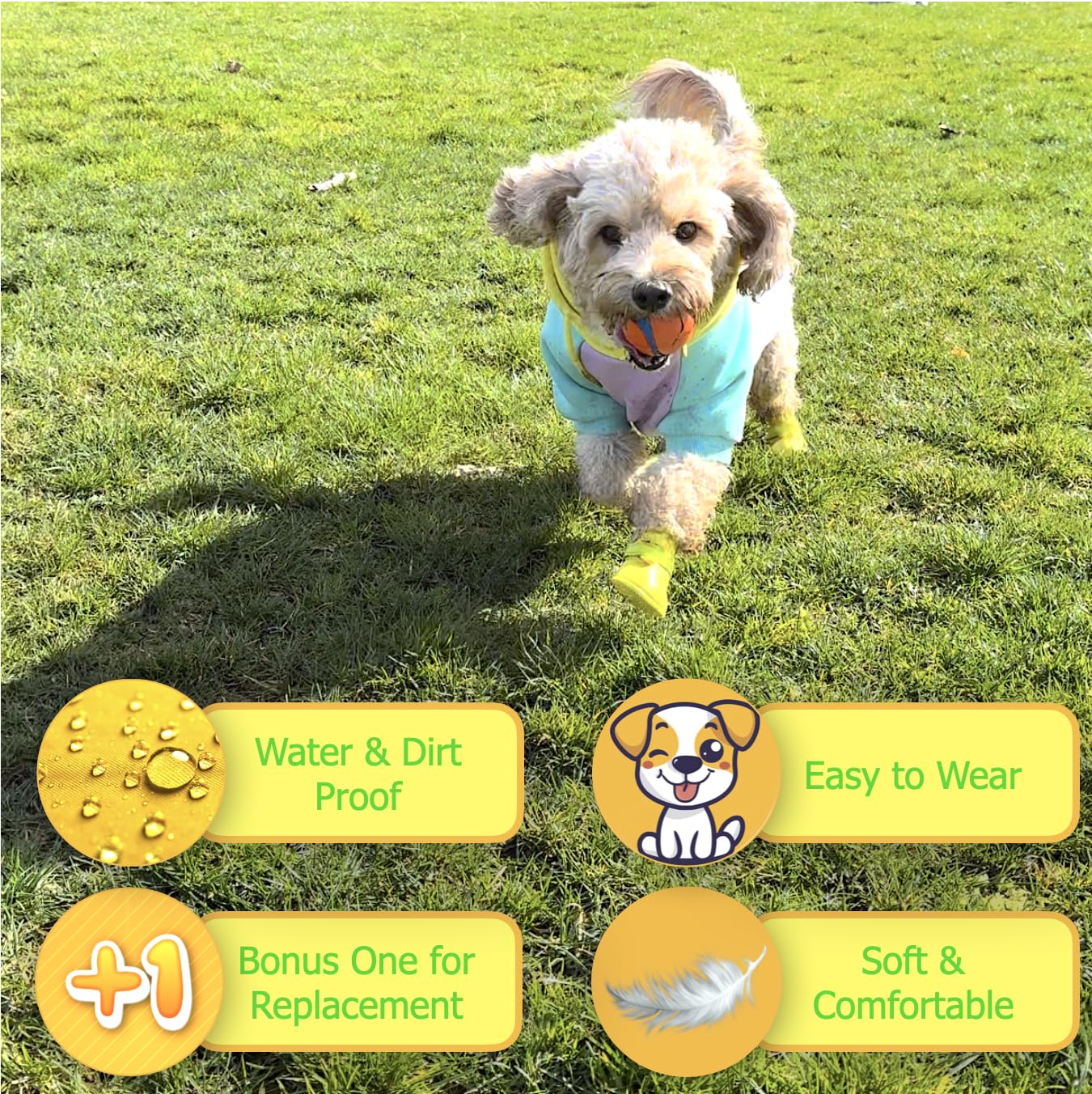 Quality Life Hack waterproof dog boots closeup highlights mud resistance for rainy strolls.