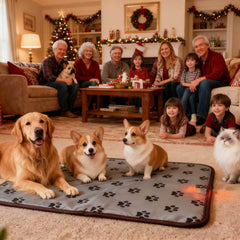 QUASILOVE puppy heating pad whelping-use image demonstrates indoor warmth for newborns