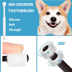 Qubccum dual-head hard bristles dog toothbrush provides deep cleaning for different mouth areas.