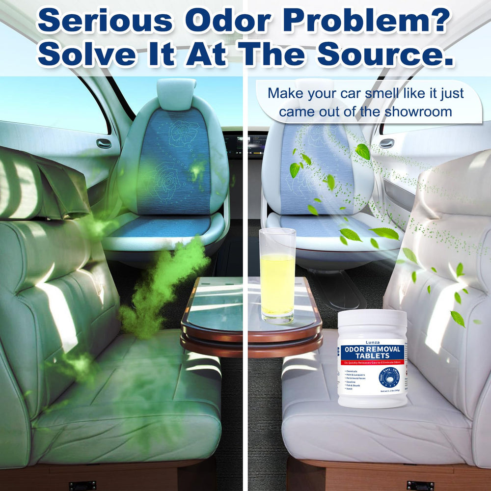 QUBIT car odor remover activation steps with tablets and water