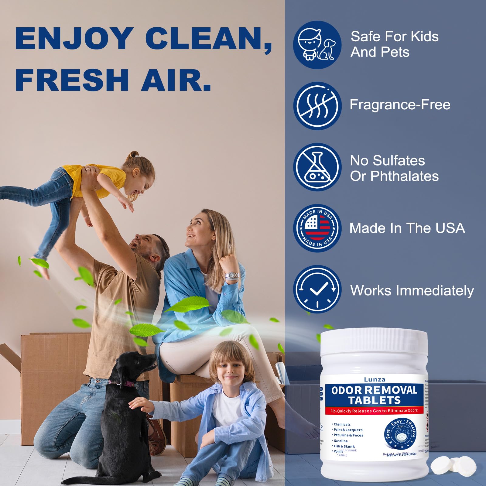 QUBIT pet odor remover safe-family use illustrates pet-friendly deodorization
