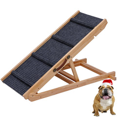 QUCHRYO foldable wooden dog ramp collapsed for compact storage and easy transport.