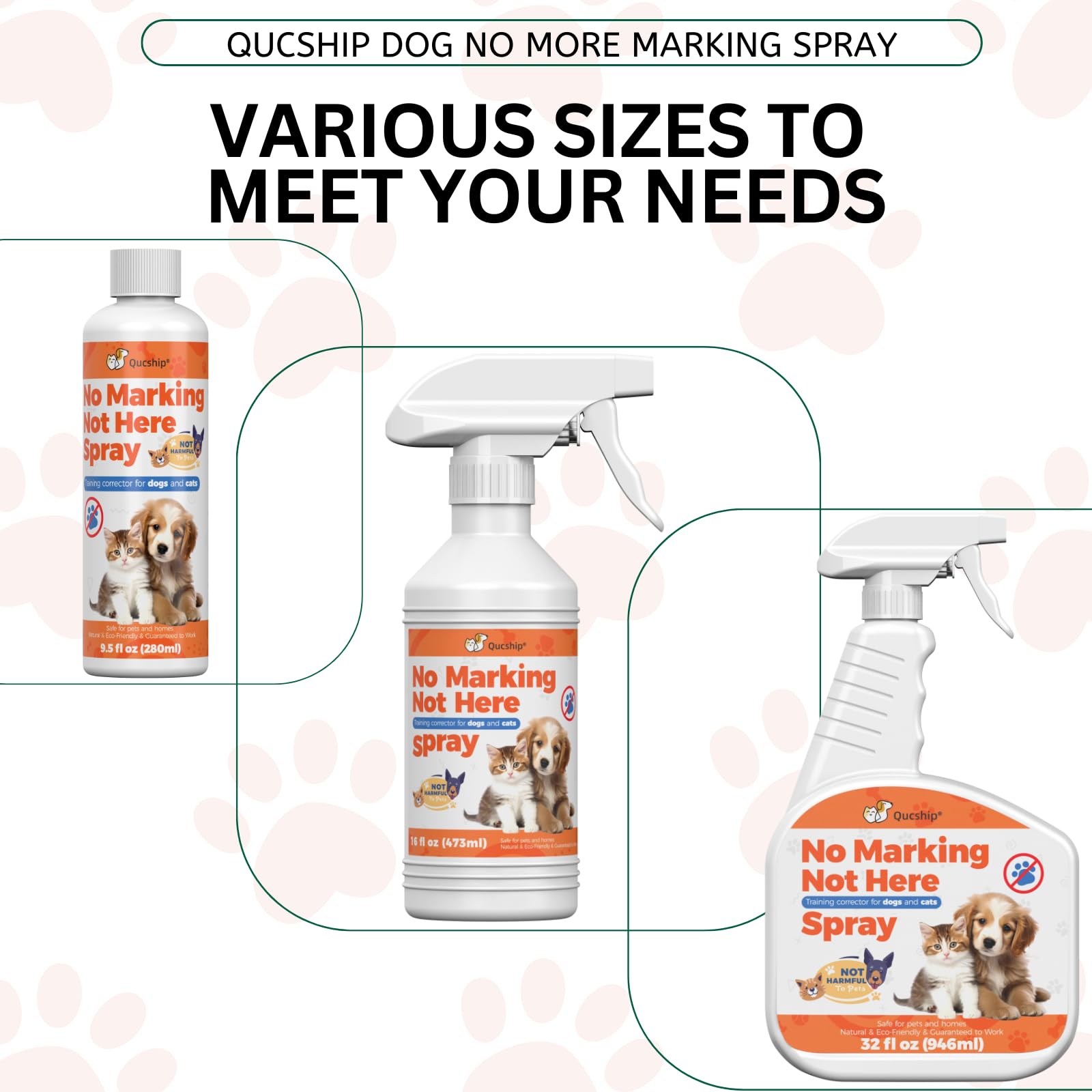 Qucship No More Marking Spray for shoes and clothes aids quick training in common spots.