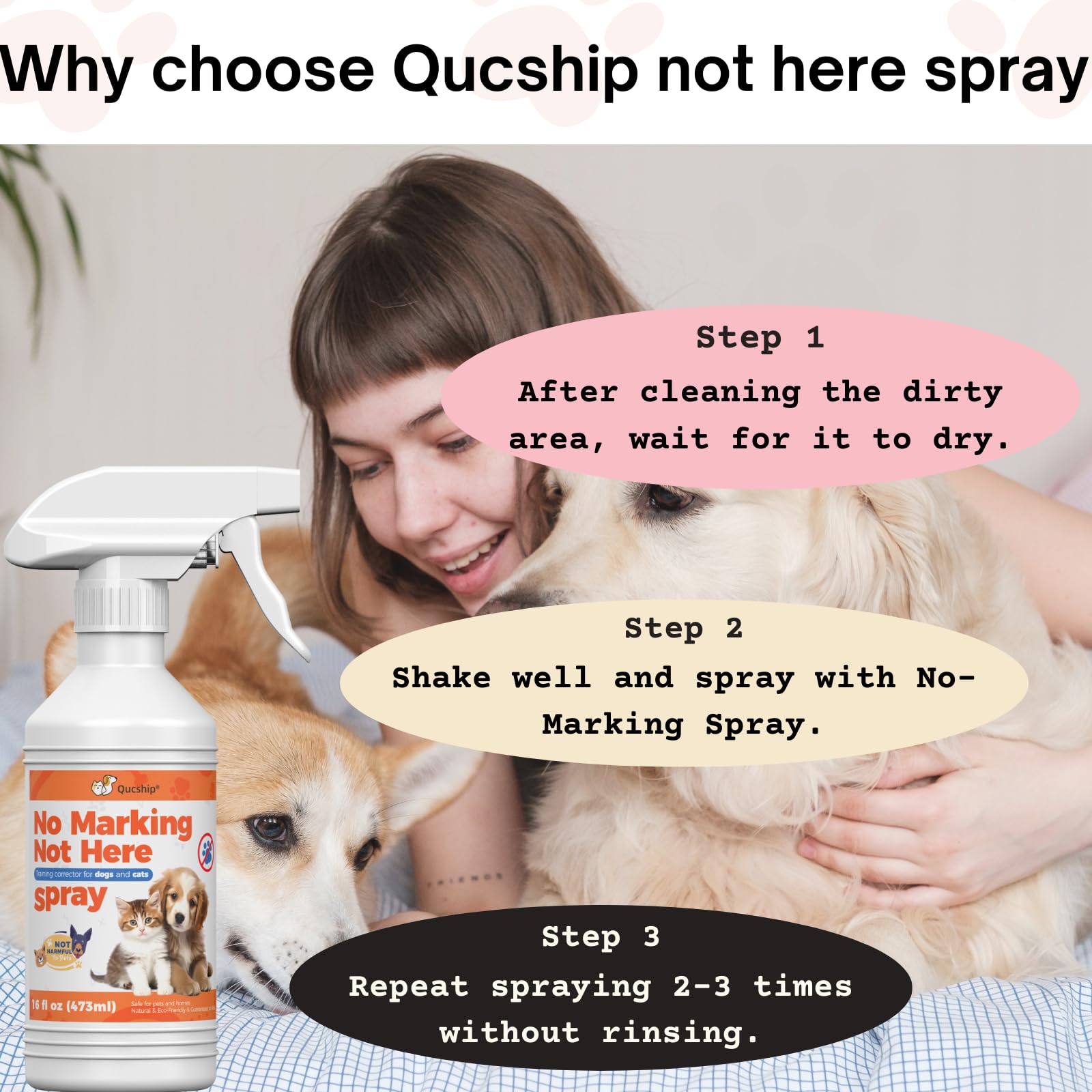 Qucship No More Marking Spray supports toilet-training sessions with consistent cues.