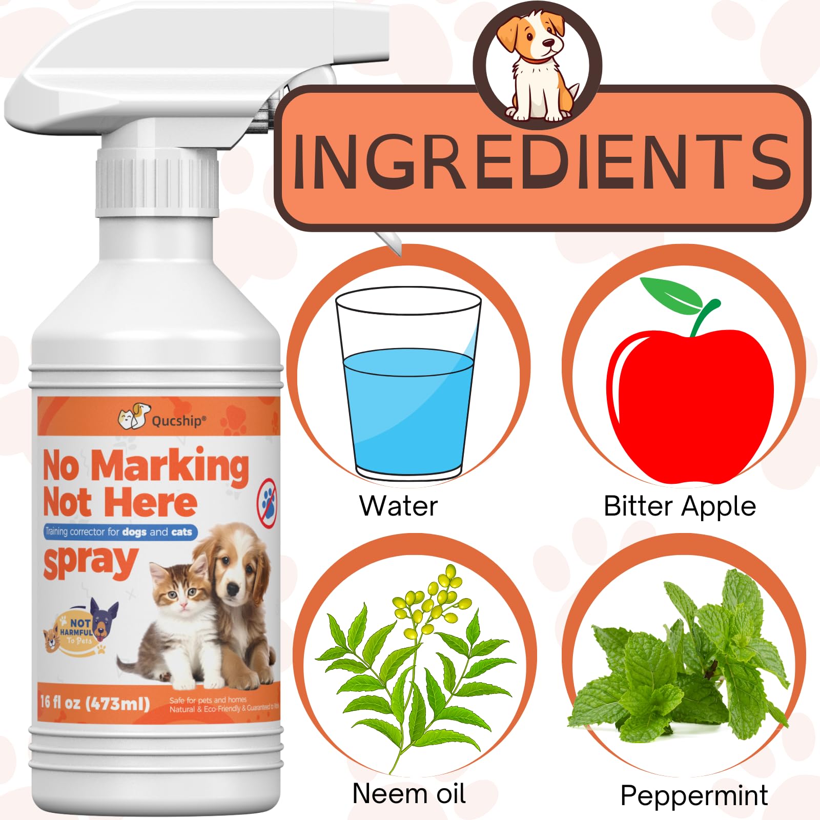 Qucship No More Marking Spray on wood furniture helps protect surfaces during training.