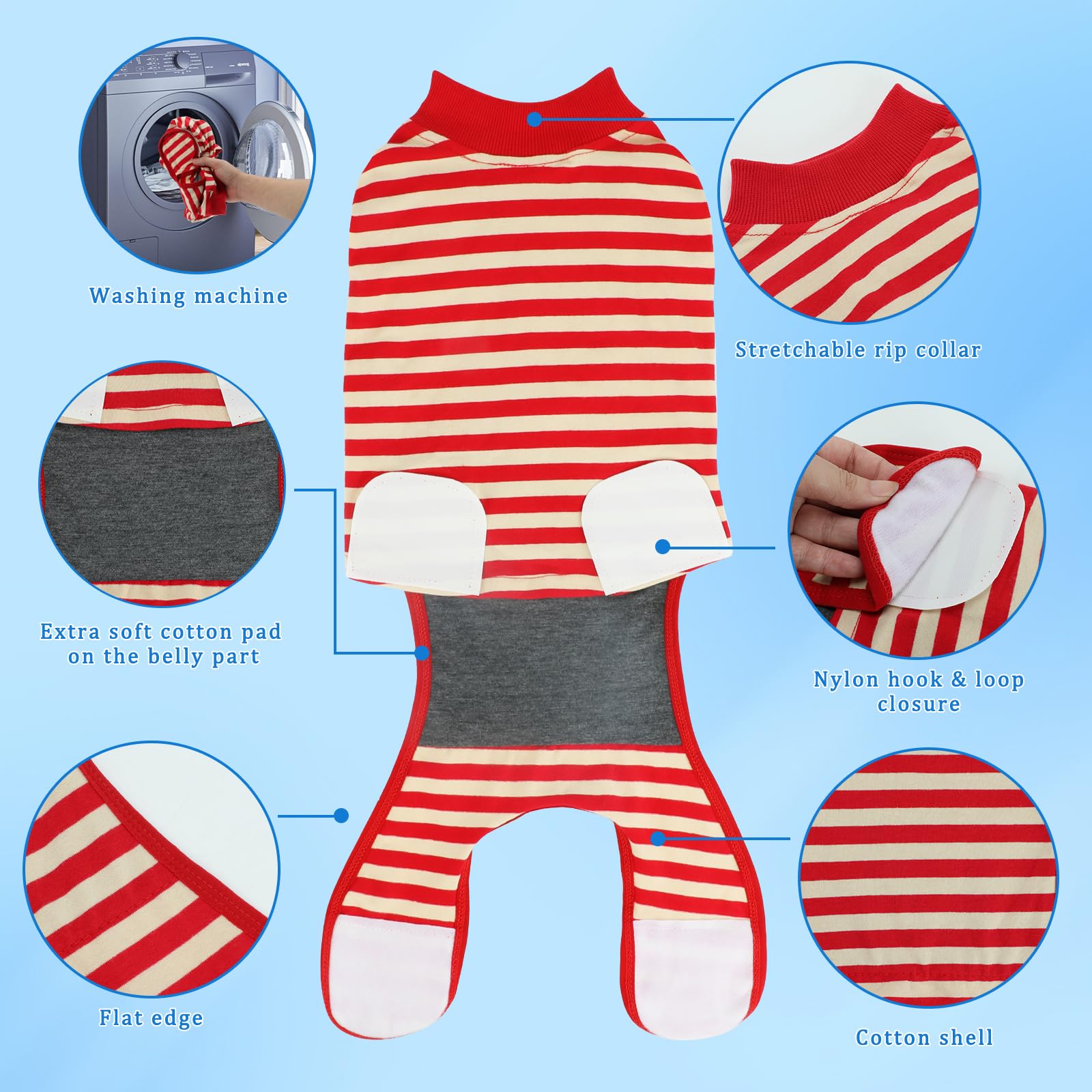 QUEARN recovery suit side view demonstrates flexible fit for active dogs