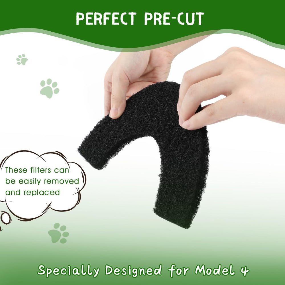 QUEARN easy replacement instruction image demonstrates quick litter box filter swap.