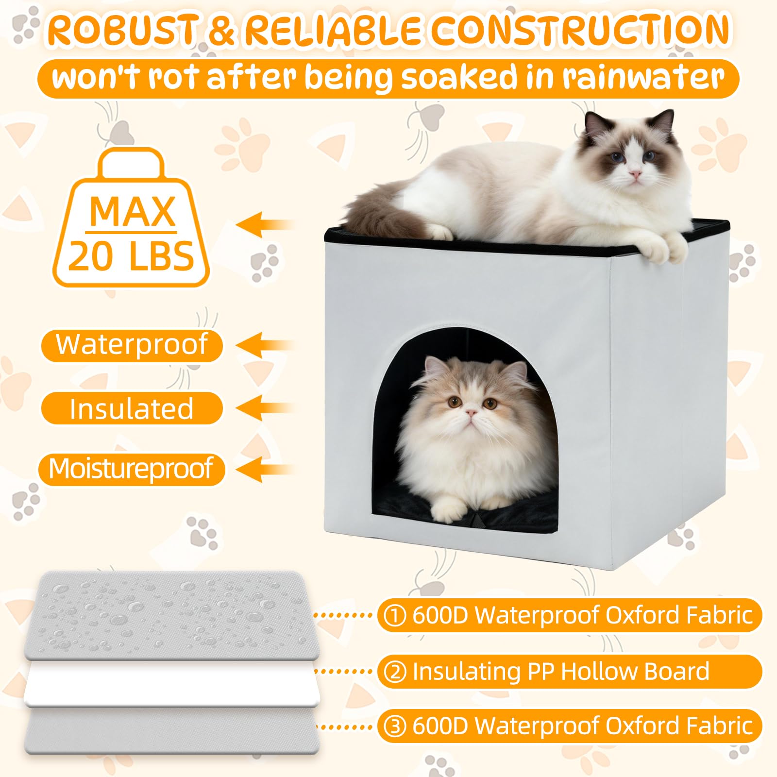 QUEARN heated cat house folded storage demonstrates space-saving portability.