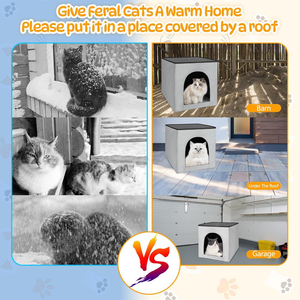 QUEARN heated cat house interior shows plush cushions for restful naps.