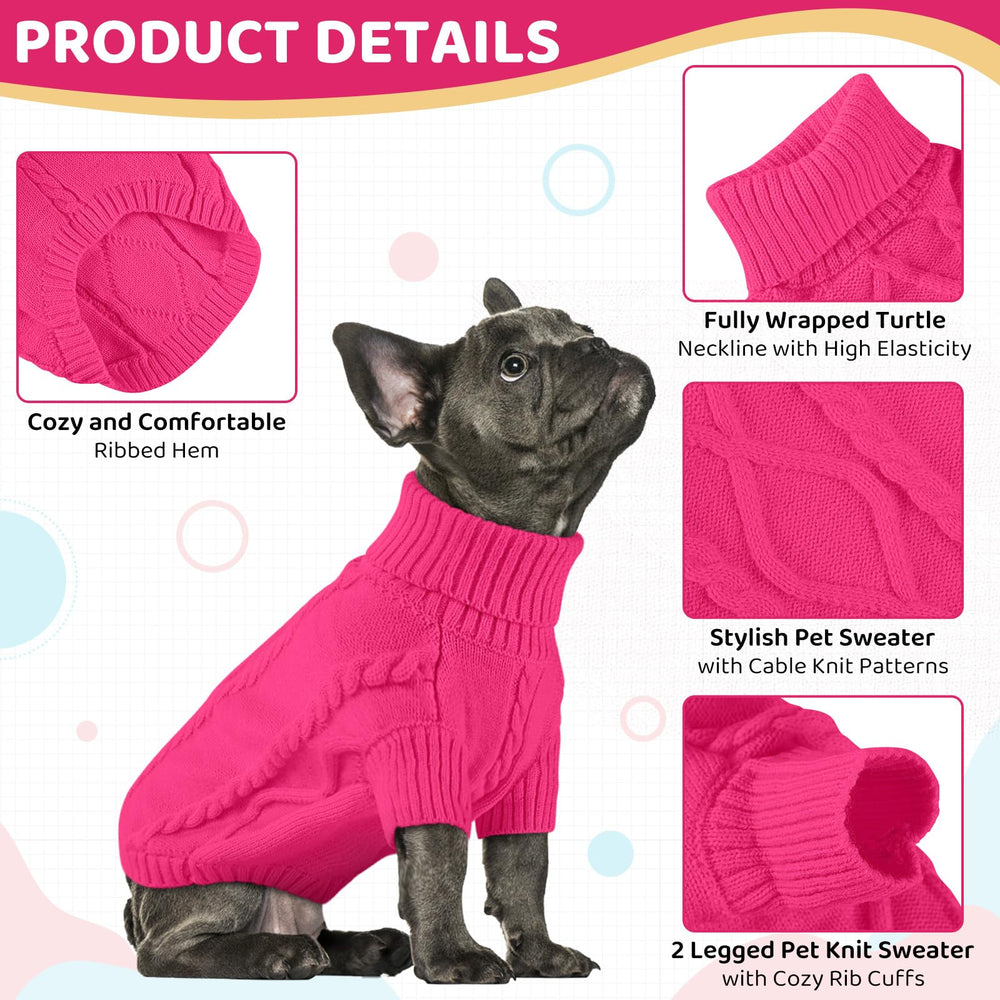 Queenmore cable knit dog sweater solid color with rib cuffs for secure fit.
