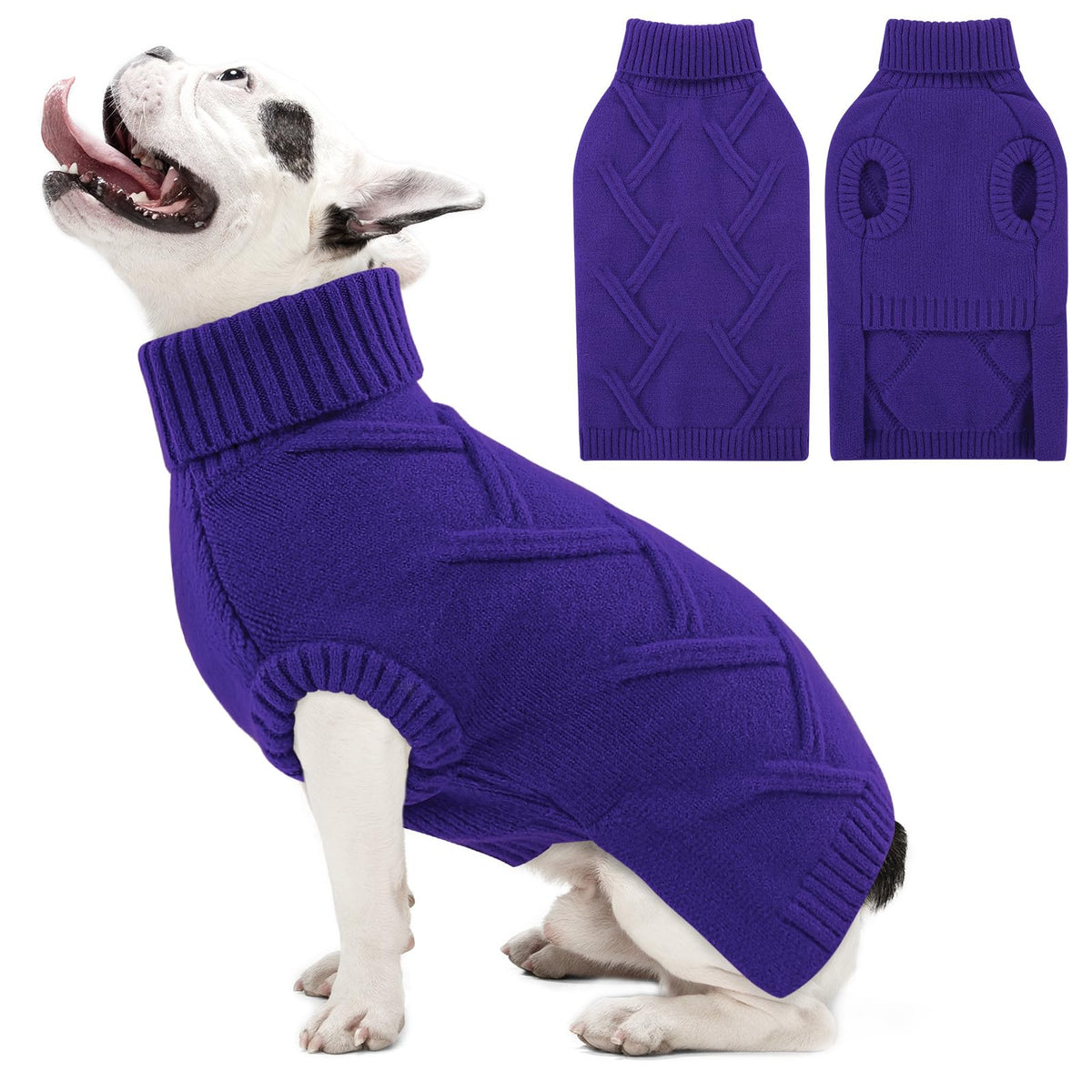 Queenmore Christmas dog sweater knit fabric close-up shows warm texture for chilly walks.
