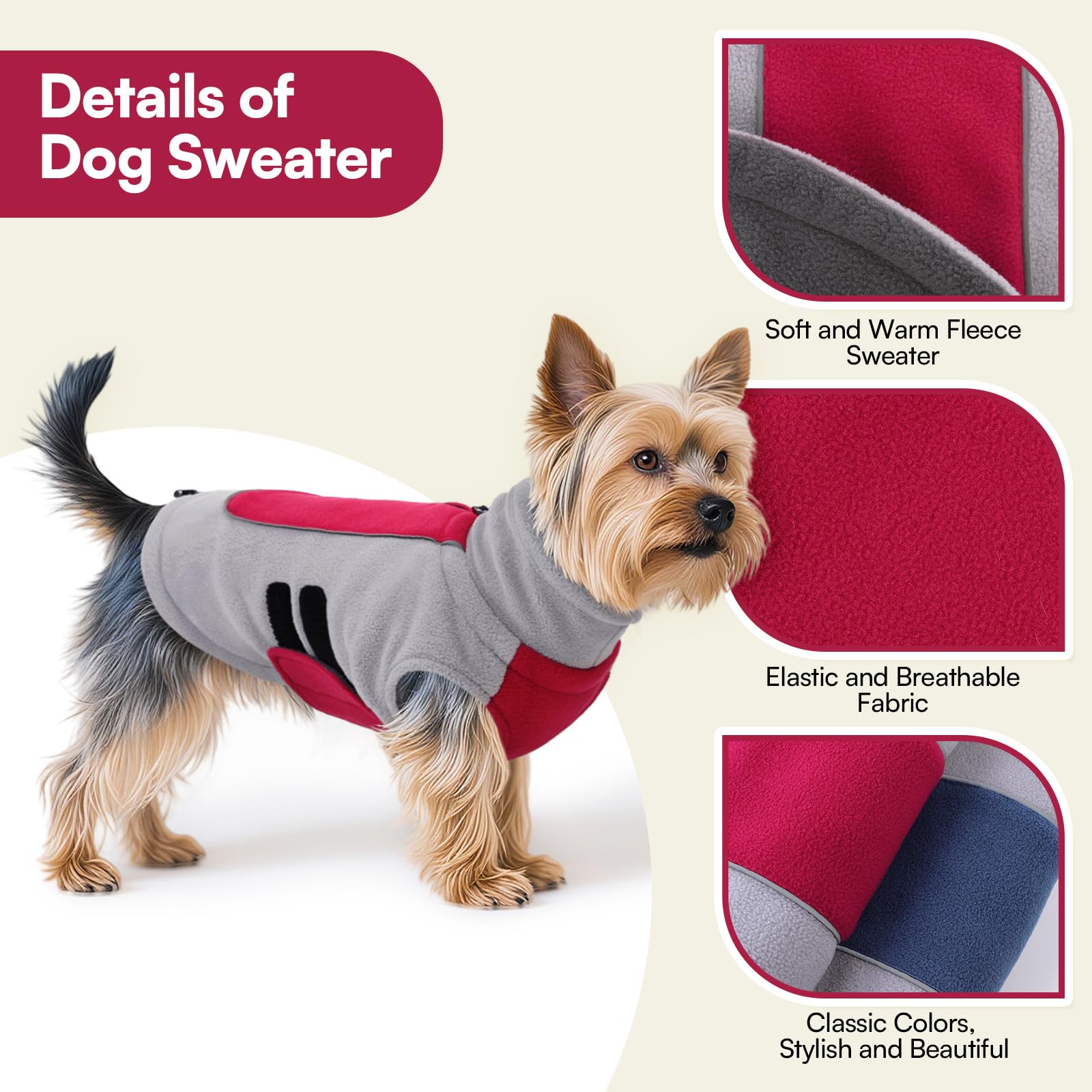 Queenmore Christmas dog sweater soft-micro-elastic fabric for cozy winter wear.