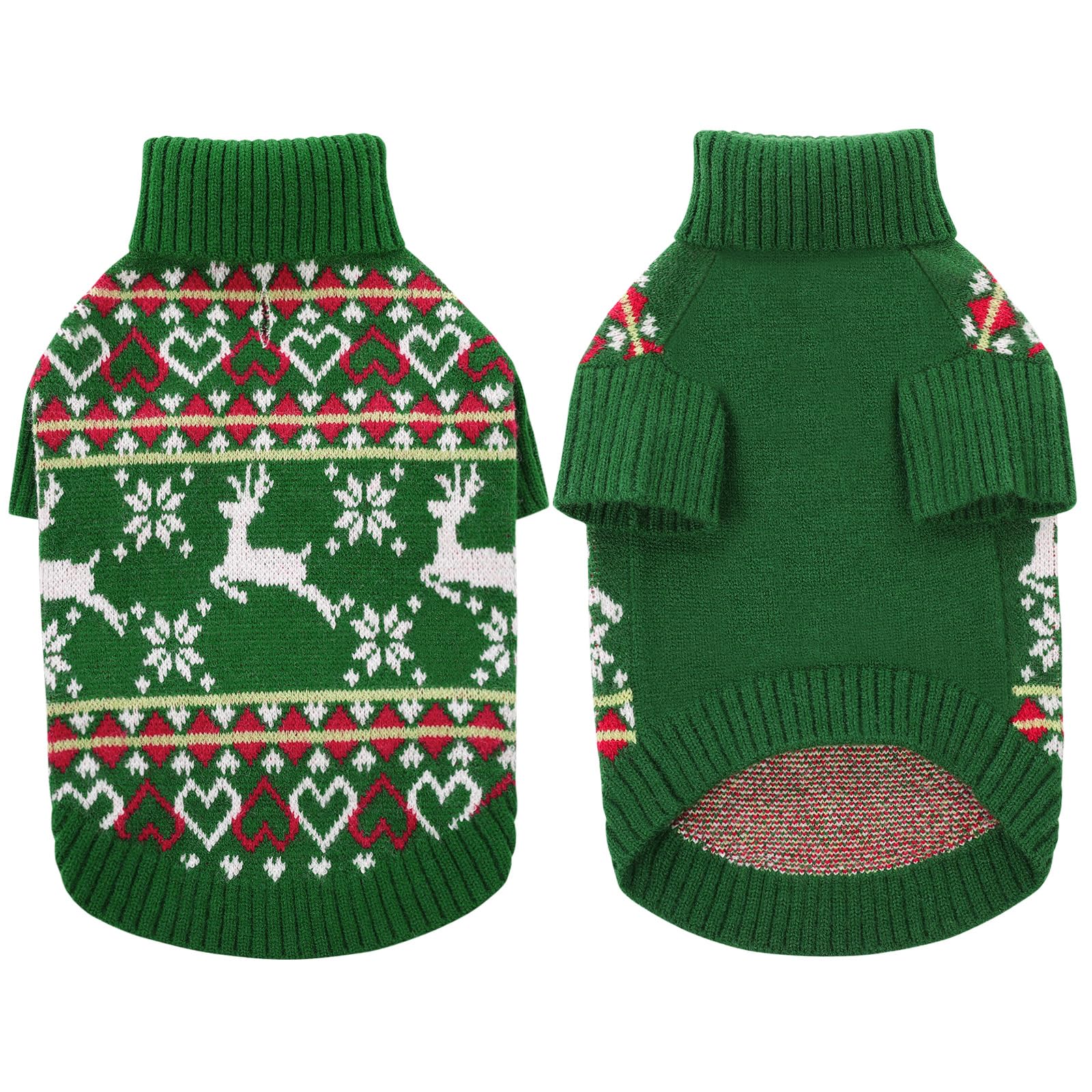 Queenmore dog Christmas sweater complete coverage for neck chest and belly warmth