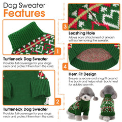 Queenmore dog Christmas sweater festive reindeer pattern back view for holiday photos