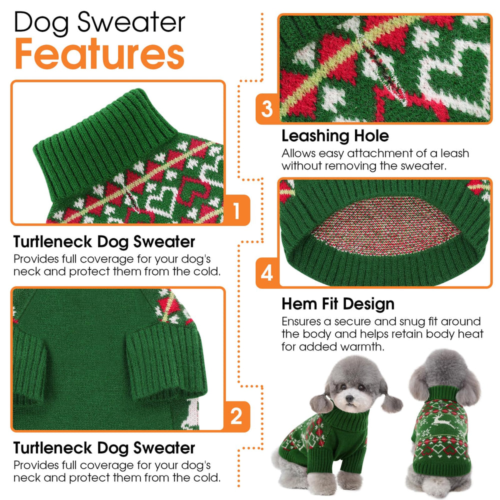 Queenmore dog Christmas sweater featuring leash-hole design for easy outdoor walks.