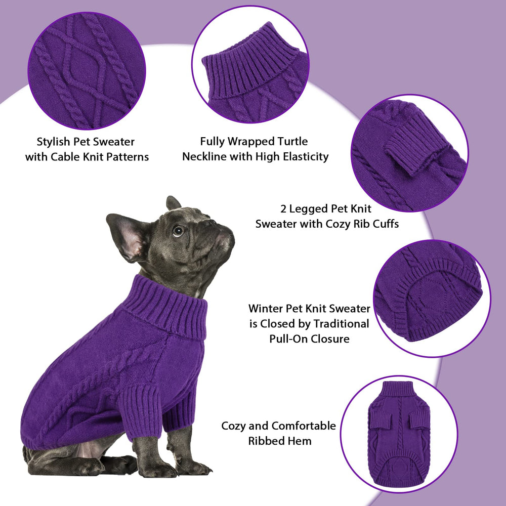 Queenmore dog pullover sweater cable-knit closeup reveals soft, durable knit for daily warmth.