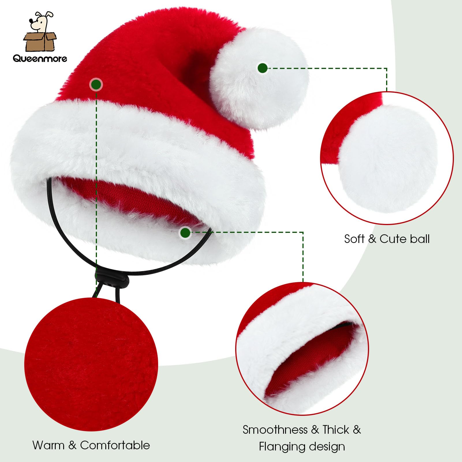 Queenmore dog Santa hat medium dog fit suitable for mid-size dogs