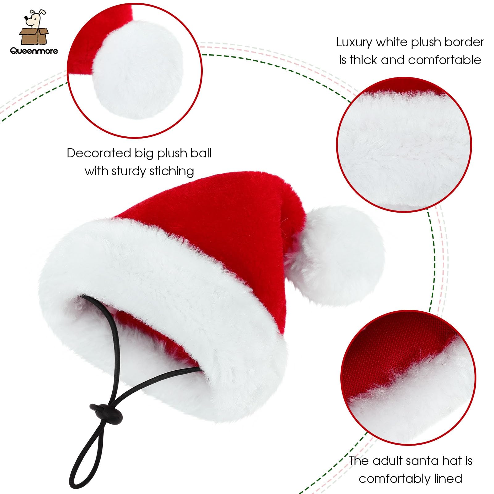 Queenmore Santa hat washable material for repeated holiday use