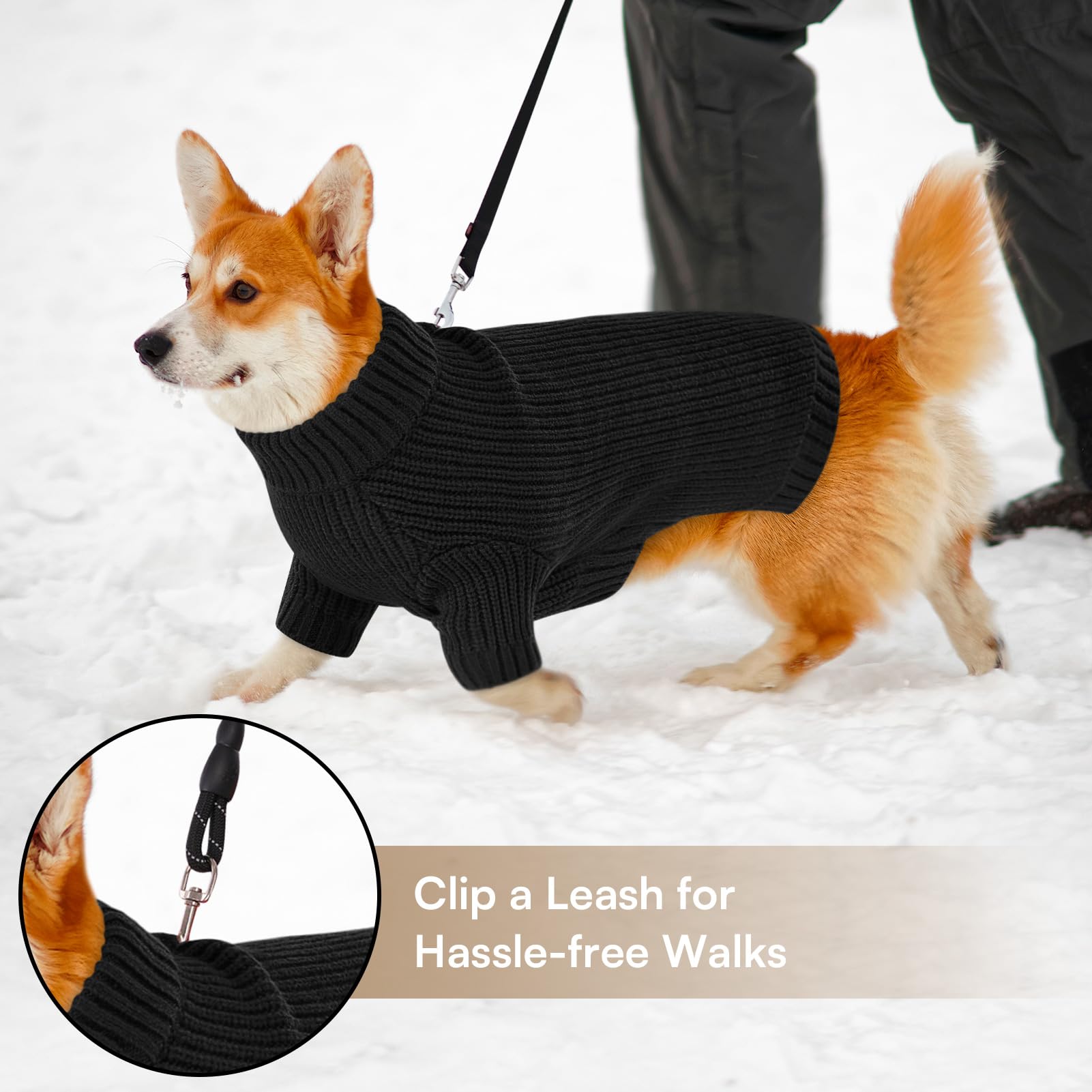 Queenmore 6-size range dog sweater fits tiny to giant breeds for versatile use.