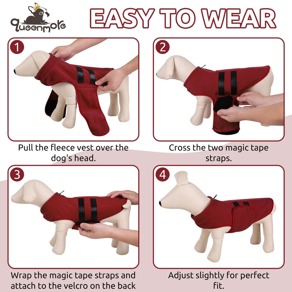 Queenmore dog sweater burgundy ribbon decor adds stylish winter flair.