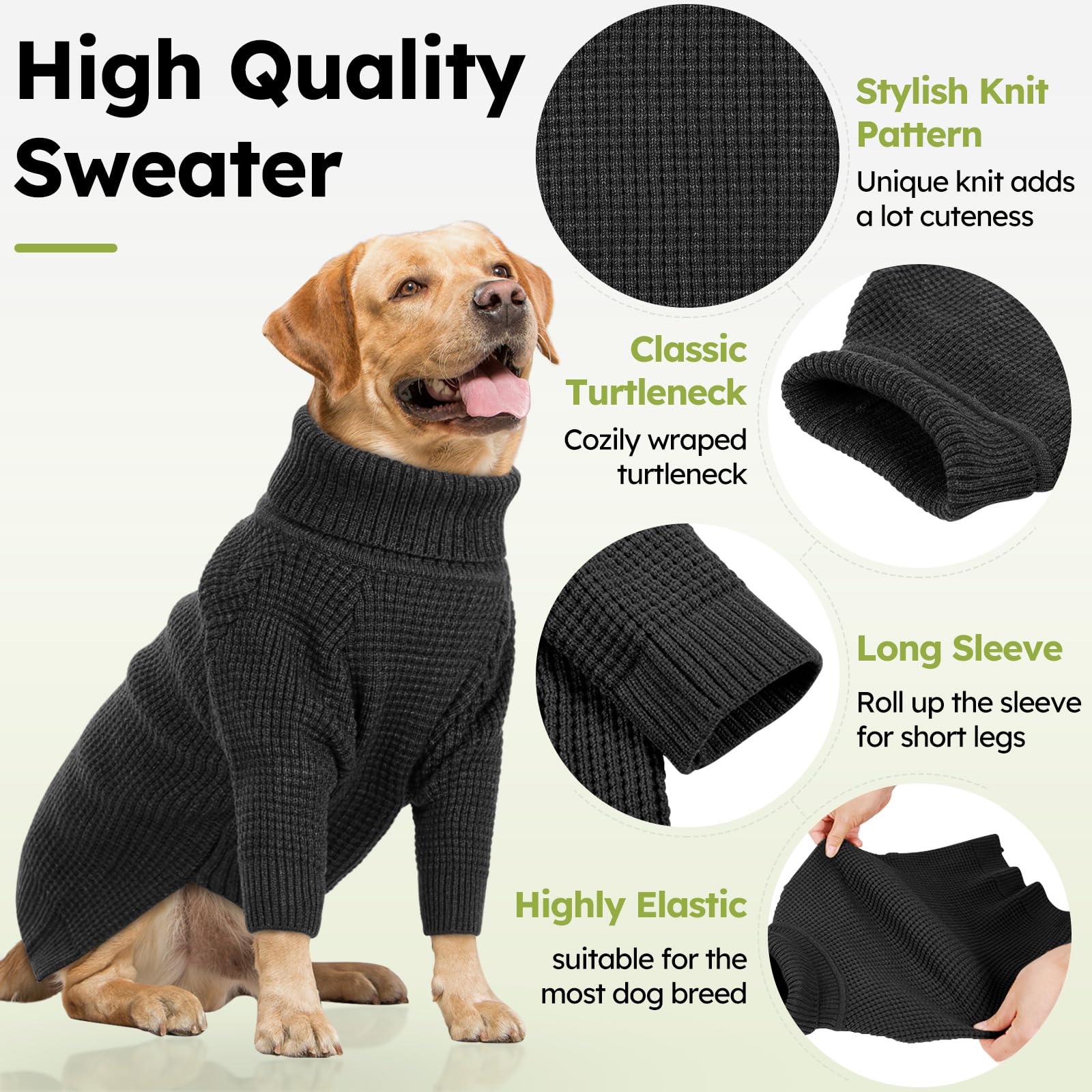 Queenmore dog sweater charcoal gray check pattern on dog showcases stylish seasonal design.