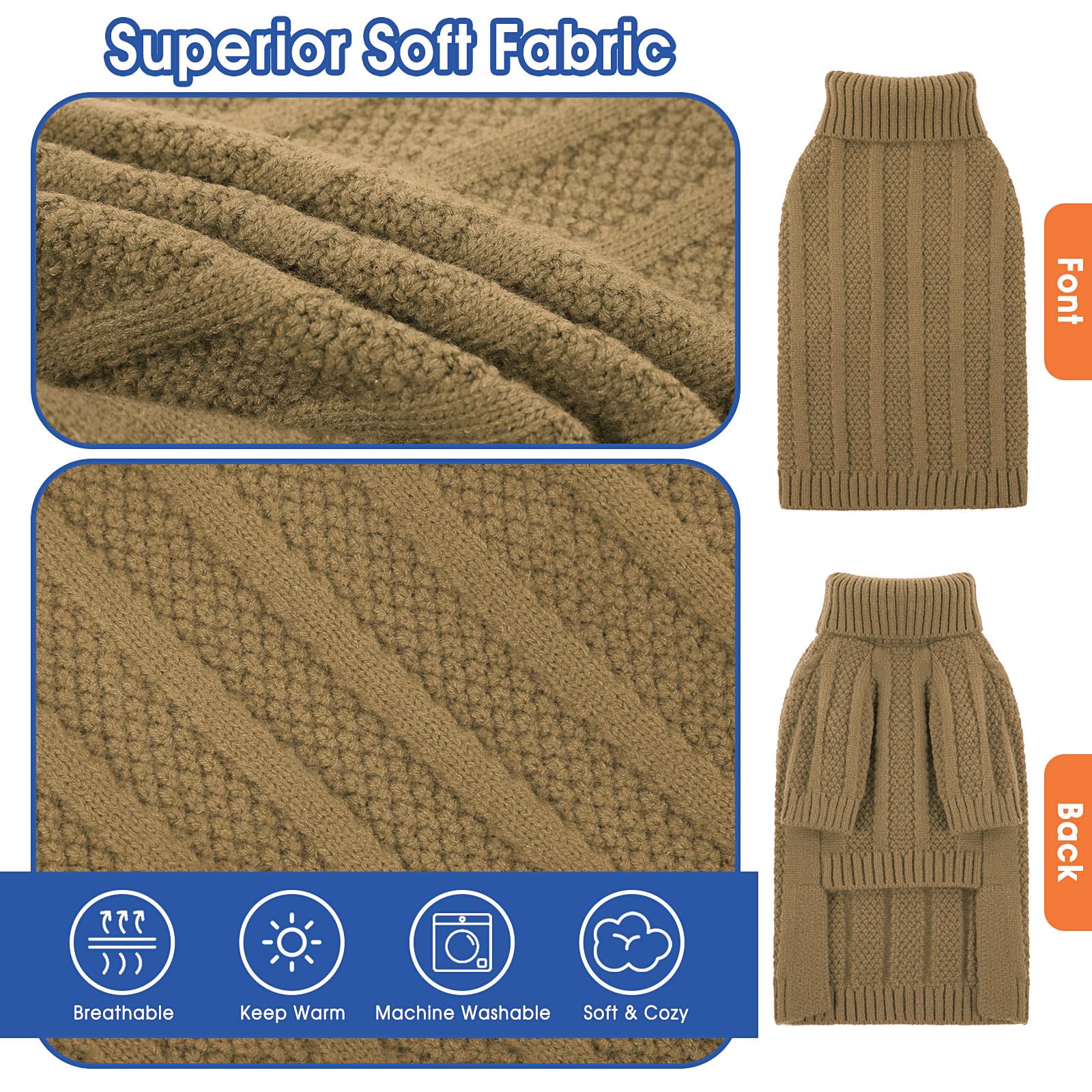Queenmore dog sweater classic cable-knit design suitable for stylish daily outings.