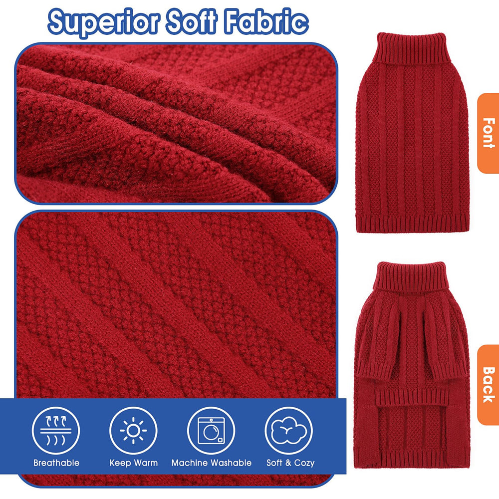 Queenmore large dog sweater belly-wrap close-up highlights full coverage and easy potty breaks.