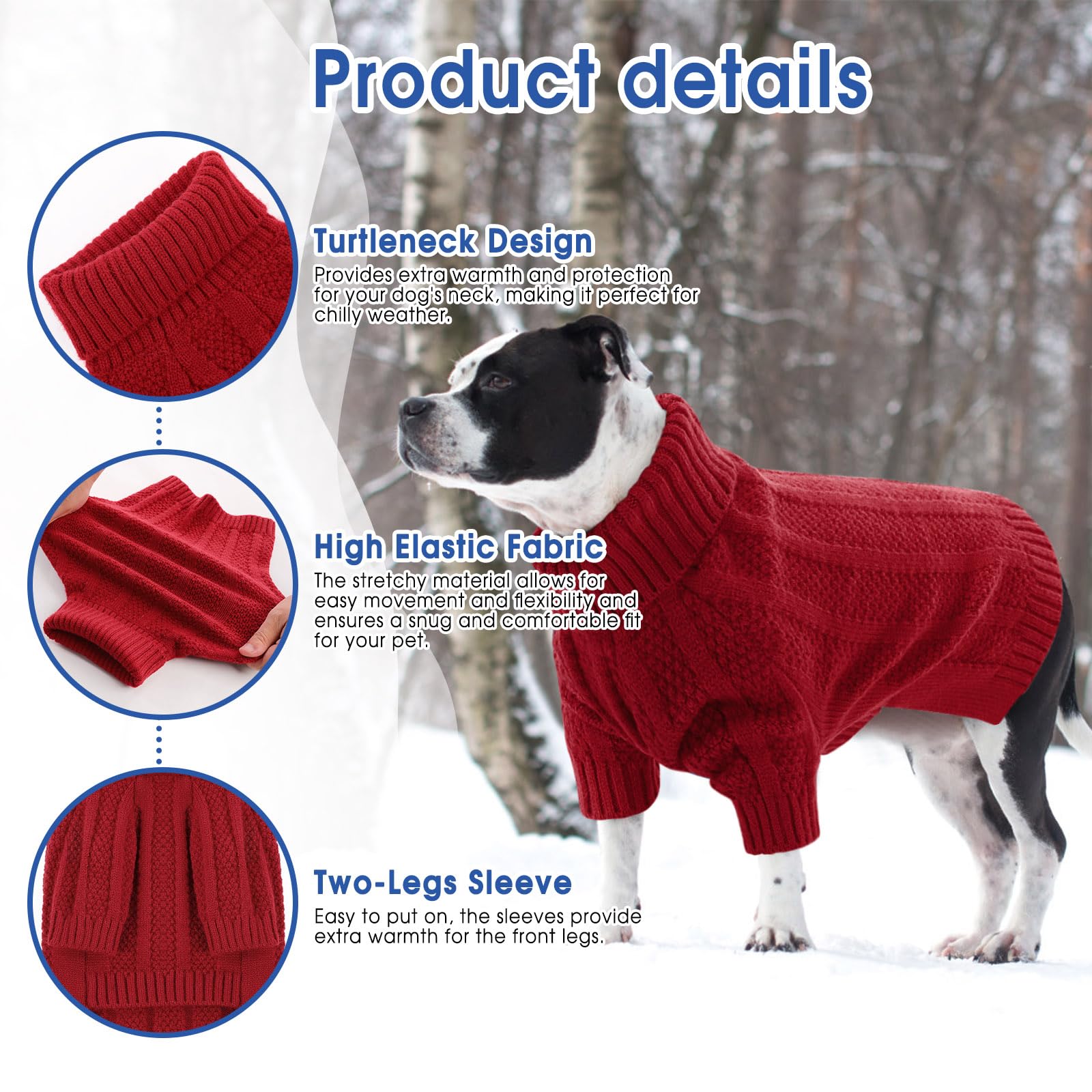 Queenmore classic cable-knit design adds timeless style for male and female dogs.