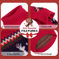 Queenmore Christmas Dog Sweater knit-detail highlights soft acrylic warmth for chilly walks.