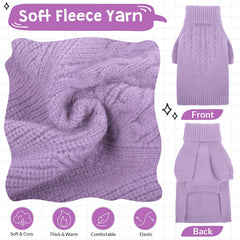Queenmore Lilac dog sweater back view highlights a seamless fit for everyday wear.
