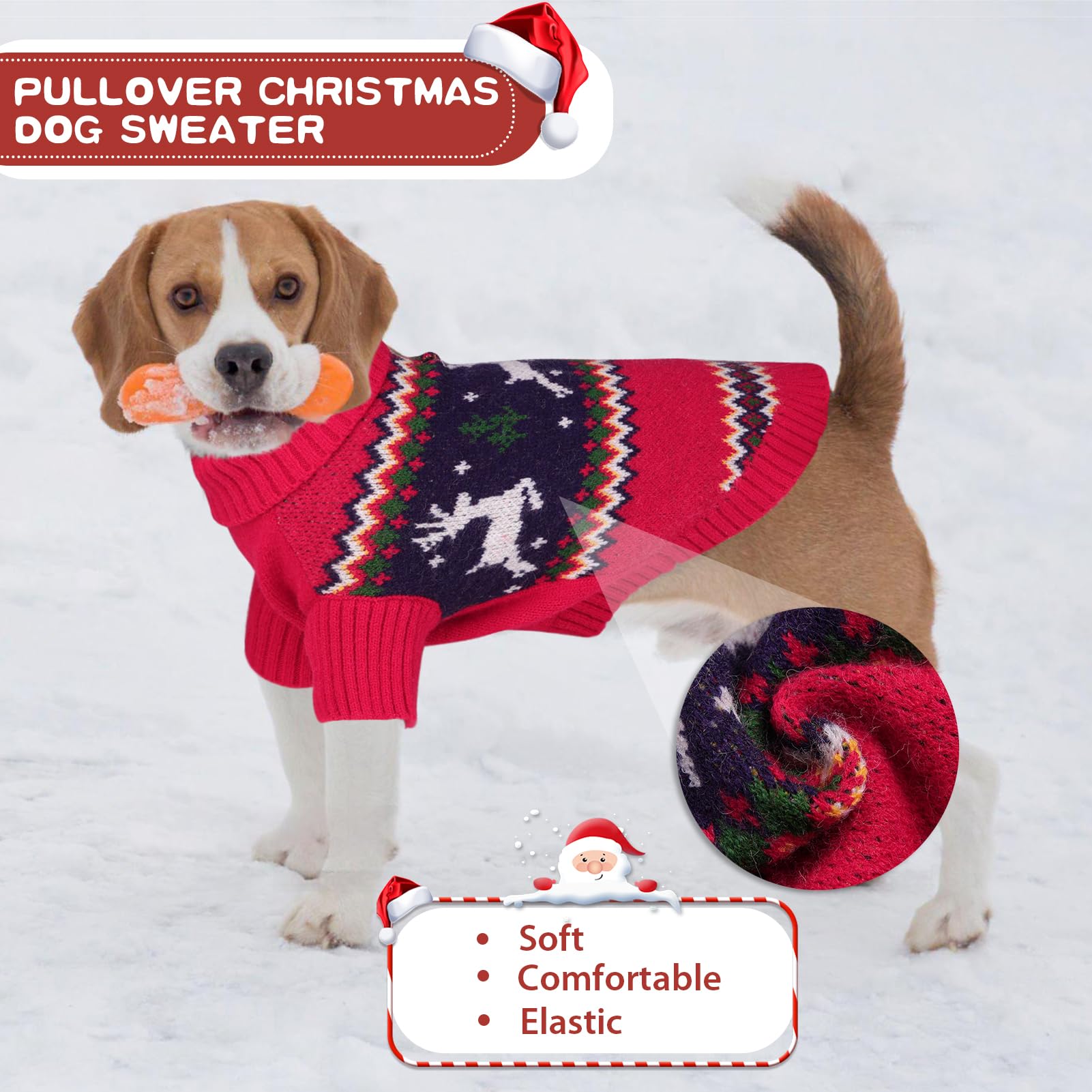 Queenmore sweater worn on a small puppy demonstrates comfortable stretch and fit.