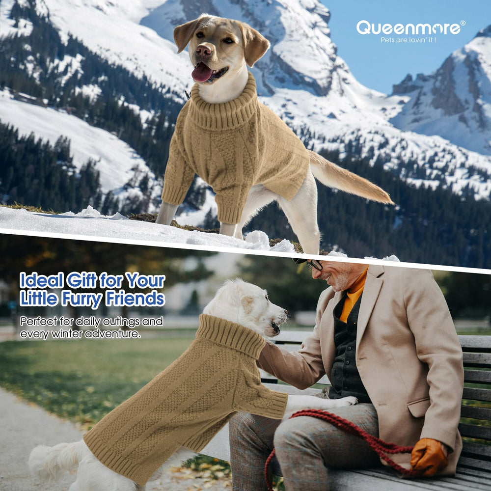 Queenmore dog sweater six-size range chart helps find the perfect fit.