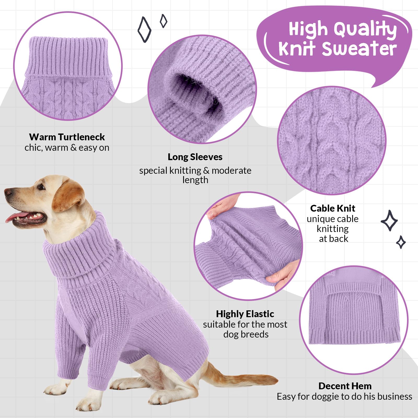 Queenmore dog sweater size M on dog demonstrates secure coverage and comfortable movement.