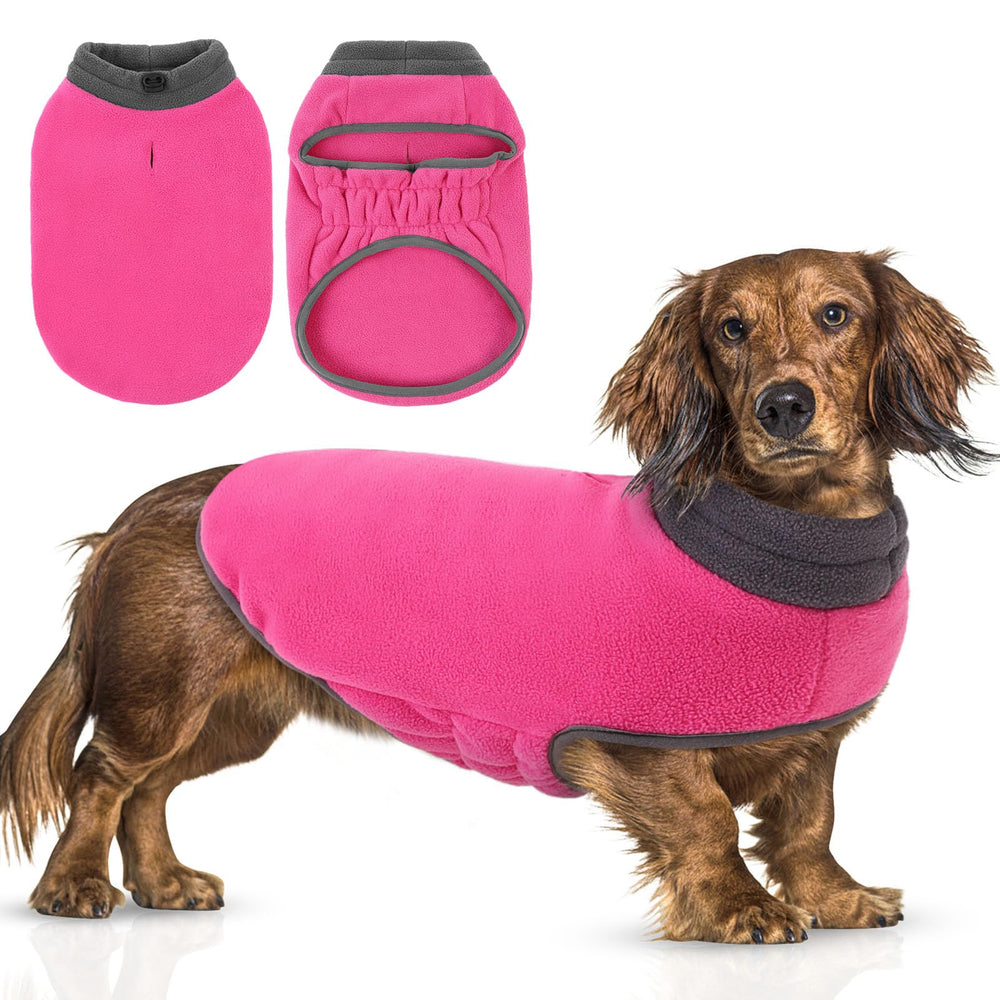Queenmore dog sweater front view shows soft fleece for warm, cozy winter walks