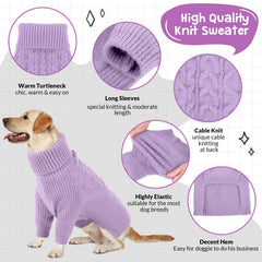 Queenmore dog sweater warmth yarn detail highlights premium cable knit.