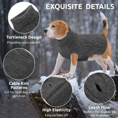 Queenmore XL dog sweater worn on dog highlights easy-on, off sleeveless design.