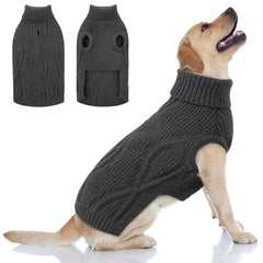 Queenmore XL dog sweater front view shows warm turtleneck for winter walks.