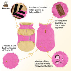 Queenmore dog winter coat leash hole at back for secure walking with leash attached