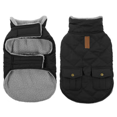 Queenmore dog winter coat back pocket stores snacks on chilly strolls