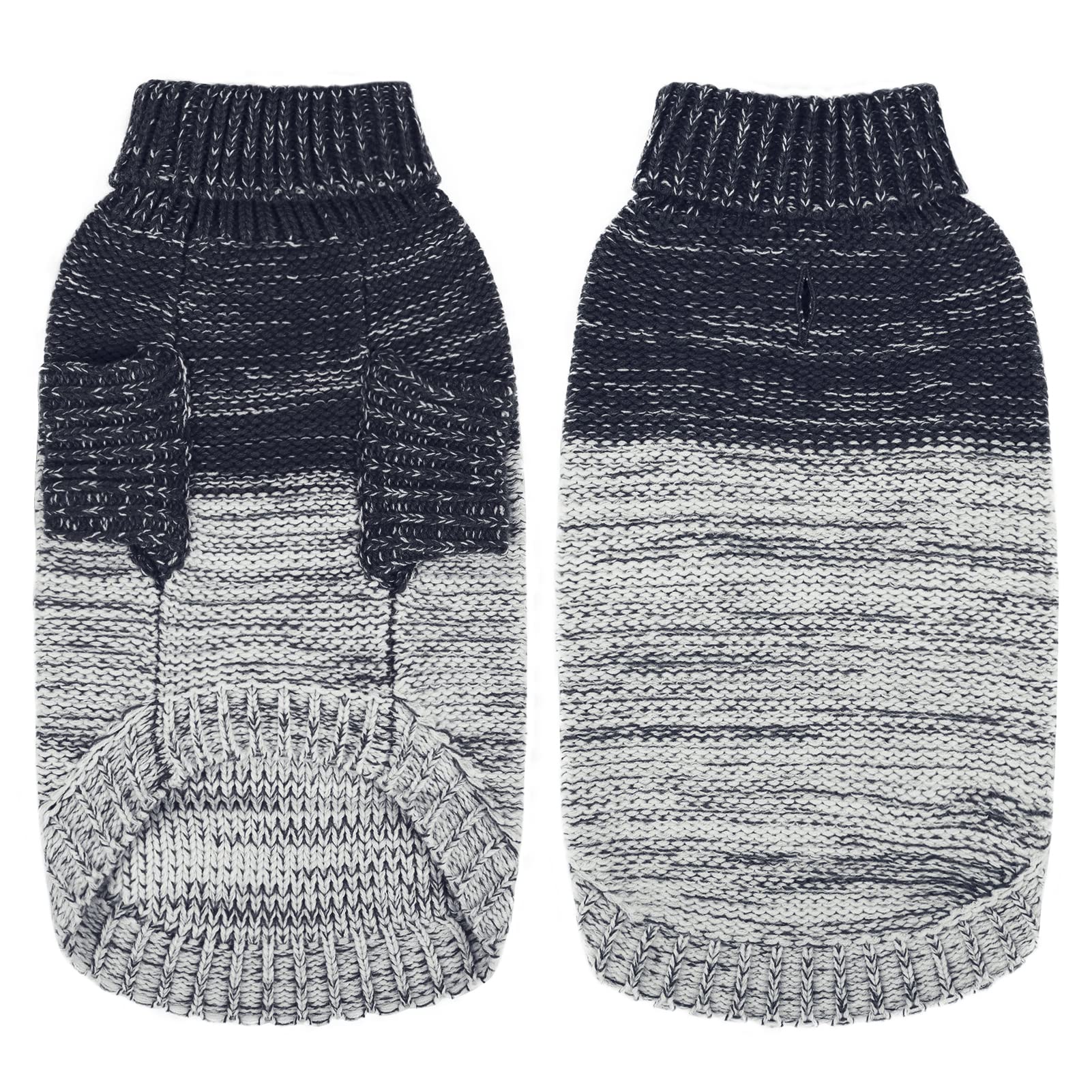 Queenmore dog sweater back view showing leash hole for easy control during outings.