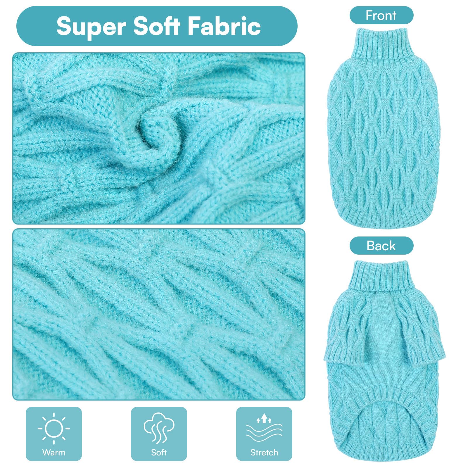 Queenmore medium dog sweater Lake Blue side view highlights comfortable fit for movement.